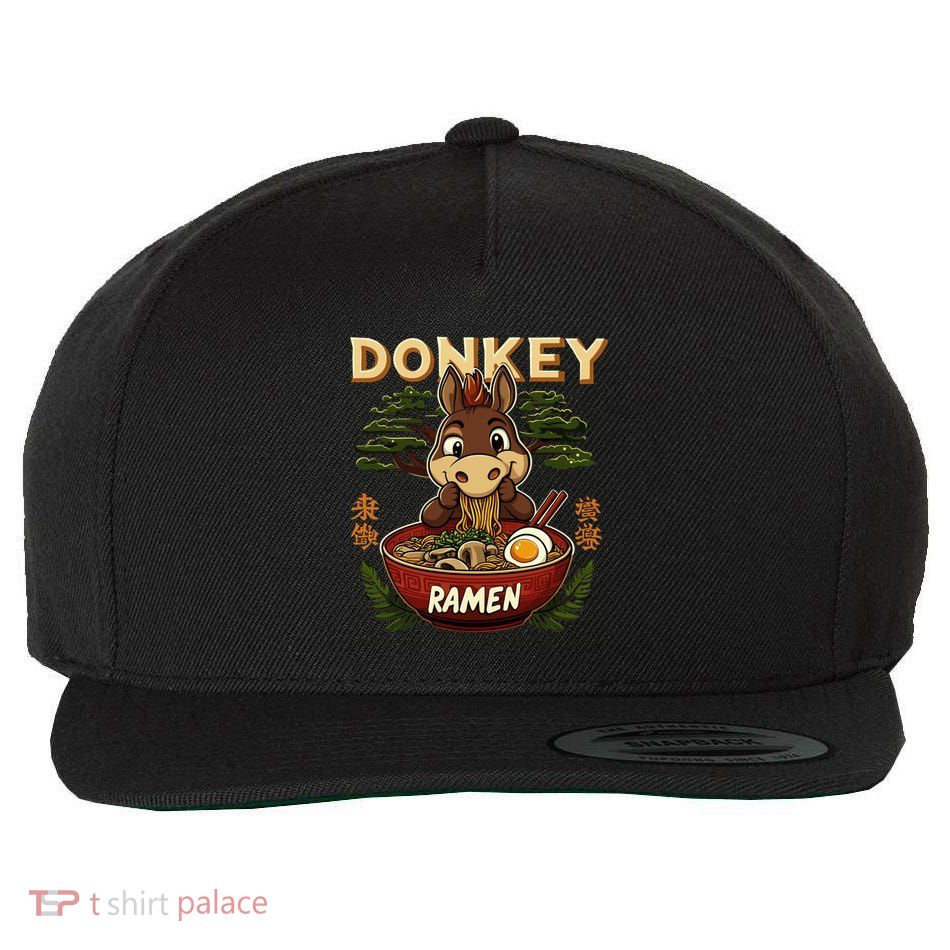 Classic Japanese Art Noodles Lover Wildlife Donkey Ra Gift Wool Snapback Cap