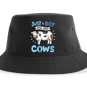 Cow Just A Boy Who Loves Cows Gift For Cow Lovers Sustainable Bucket Hat