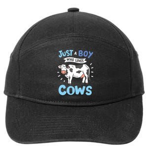 Cow Just A Boy Who Loves Cows Gift For Cow Lovers 7-Panel Snapback Hat