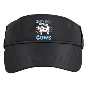 Cow Just A Boy Who Loves Cows Gift For Cow Lovers Adult Drive Performance Visor