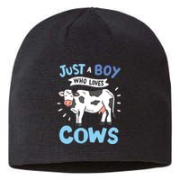 Cow Just A Boy Who Loves Cows Gift For Cow Lovers Sustainable Beanie