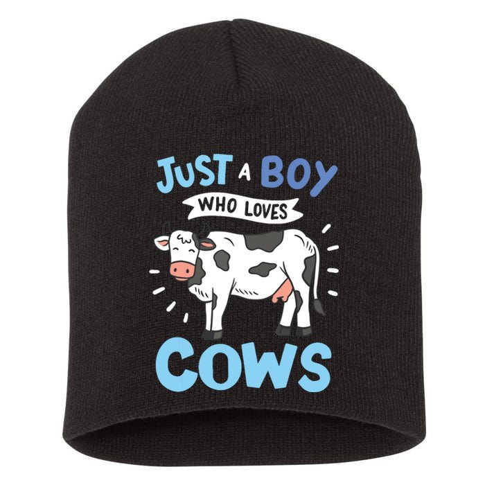 Cow Just A Boy Who Loves Cows Gift For Cow Lovers Short Acrylic Beanie