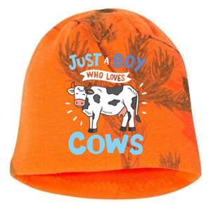 Cow Just A Boy Who Loves Cows Gift For Cow Lovers Kati - Camo Knit Beanie