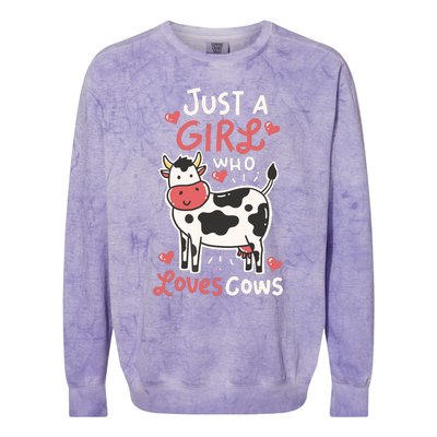 Cow Just A Who Loves Cows Farmer Butcher Milk Colorblast Crewneck Sweatshirt