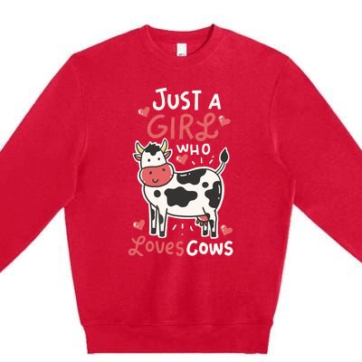 Cow Just A Who Loves Cows Farmer Butcher Milk Premium Crewneck Sweatshirt