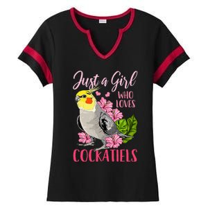 Cockatiel Just A Girl Who Loves Cockatiels Cute Gift Ladies Halftime Notch Neck Tee