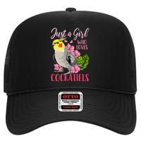 Cockatiel Just A Girl Who Loves Cockatiels Cute Gift High Crown Mesh Back Trucker Hat