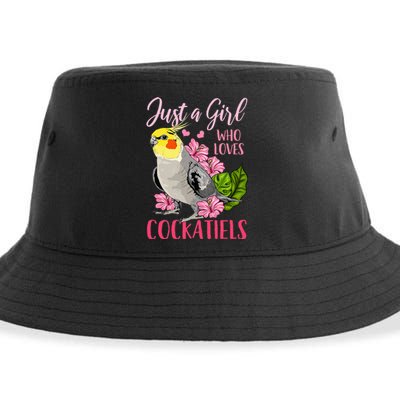 Cockatiel Just A Girl Who Loves Cockatiels Cute Gift Sustainable Bucket Hat