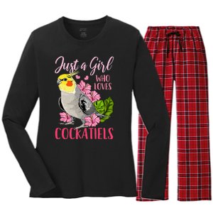 Cockatiel Just A Girl Who Loves Cockatiels Cute Gift Women's Long Sleeve Flannel Pajama Set 