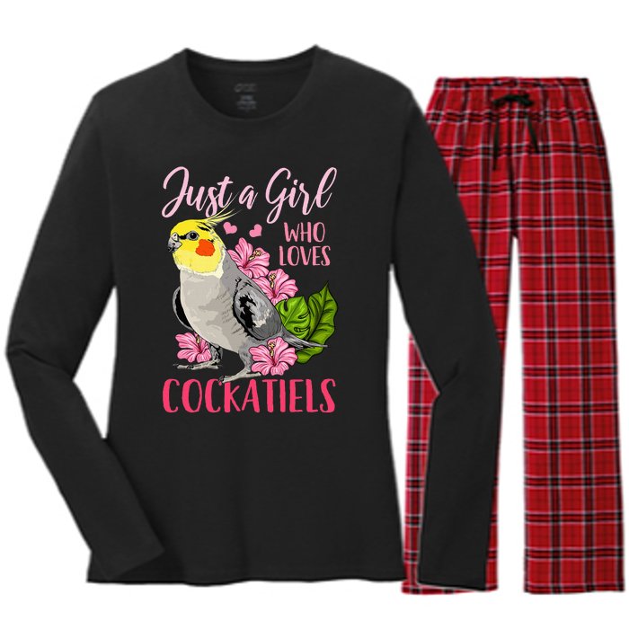 Cockatiel Just A Girl Who Loves Cockatiels Cute Gift Women's Long Sleeve Flannel Pajama Set 