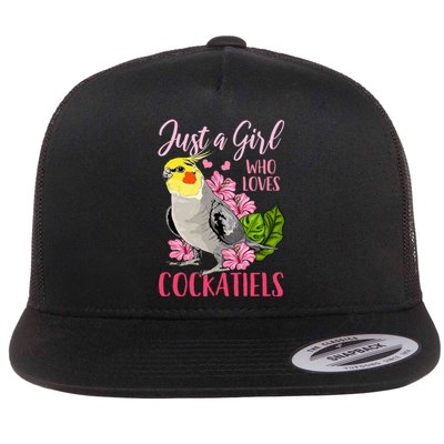 Cockatiel Just A Girl Who Loves Cockatiels Cute Gift Flat Bill Trucker Hat