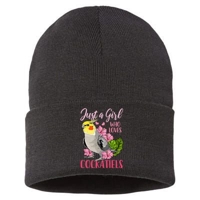 Cockatiel Just A Girl Who Loves Cockatiels Cute Gift Sustainable Knit Beanie