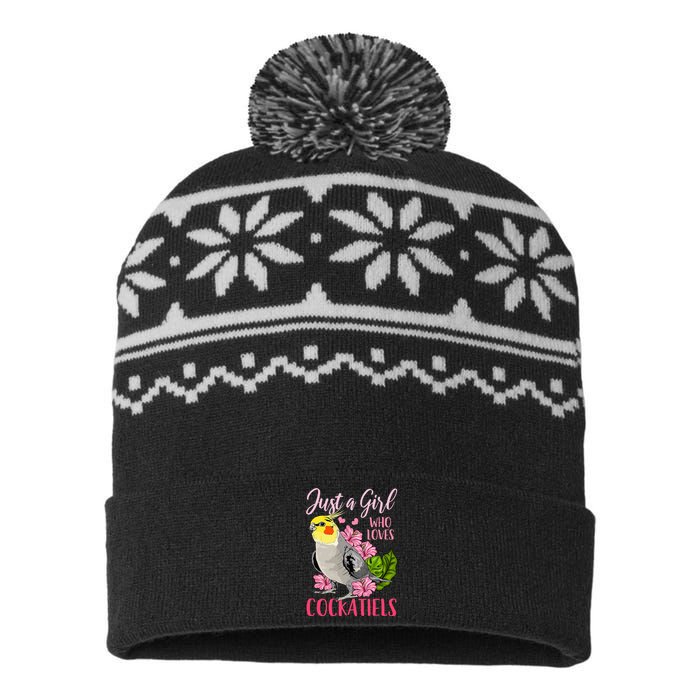 Cockatiel Just A Girl Who Loves Cockatiels Cute Gift USA-Made Snowflake Beanie