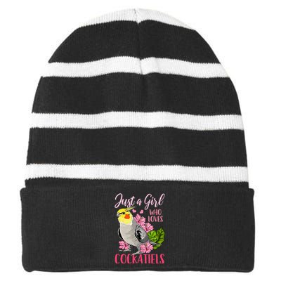 Cockatiel Just A Girl Who Loves Cockatiels Cute Gift Striped Beanie with Solid Band