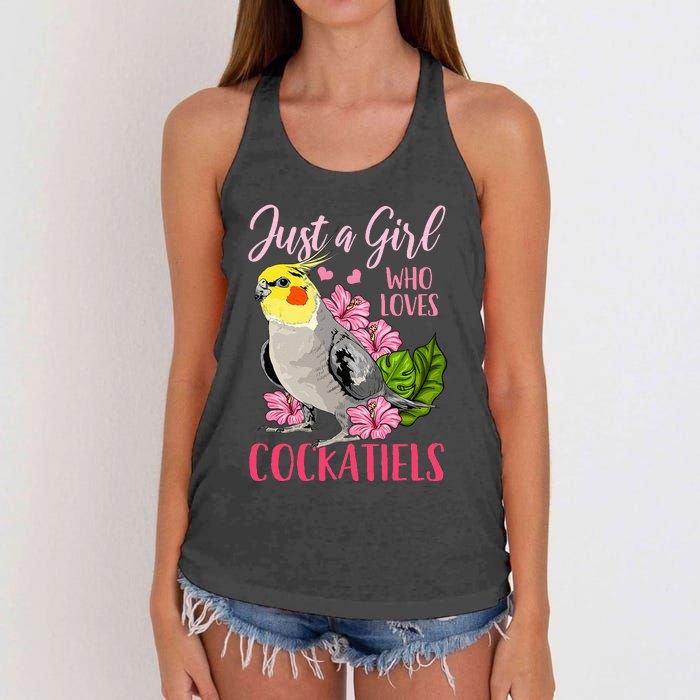 Cockatiel Just A Girl Who Loves Cockatiels Cute Gift Women's Knotted Racerback Tank