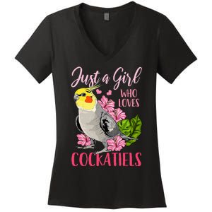 Cockatiel Just A Girl Who Loves Cockatiels Cute Gift Women's V-Neck T-Shirt