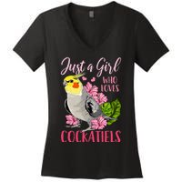 Cockatiel Just A Girl Who Loves Cockatiels Cute Gift Women's V-Neck T-Shirt