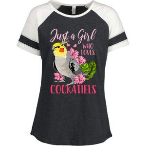 Cockatiel Just A Girl Who Loves Cockatiels Cute Gift Enza Ladies Jersey Colorblock Tee