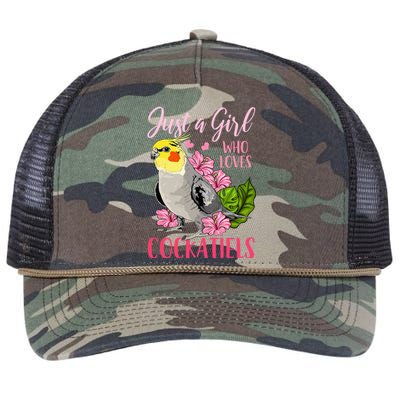 Cockatiel Just A Girl Who Loves Cockatiels Cute Gift Retro Rope Trucker Hat Cap