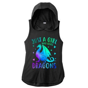 Cute Just A Girl Who Loves Dragons Tie Dye Ladies PosiCharge Tri-Blend Wicking Draft Hoodie Tank