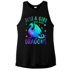 Cute Just A Girl Who Loves Dragons Tie Dye Ladies PosiCharge Tri-Blend Wicking Tank