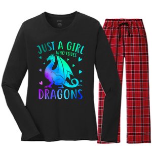 Cute Just A Girl Who Loves Dragons Tie Dye Women's Long Sleeve Flannel Pajama Set 