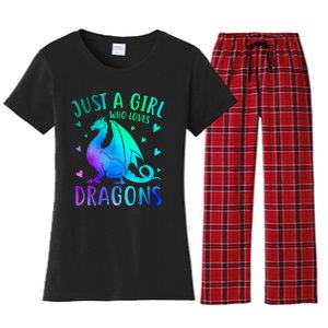 Cute Just A Girl Who Loves Dragons Tie Dye Women's Flannel Pajama Set