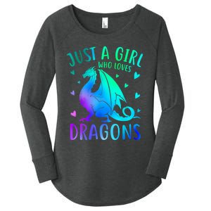 Cute Just A Girl Who Loves Dragons Tie Dye Women's Perfect Tri Tunic Long Sleeve Shirt