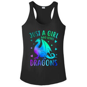 Cute Just A Girl Who Loves Dragons Tie Dye Ladies PosiCharge Competitor Racerback Tank