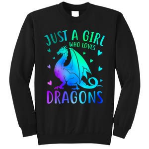 Cute Just A Girl Who Loves Dragons Tie Dye Tall Sweatshirt