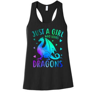 Cute Just A Girl Who Loves Dragons Tie Dye Women's Racerback Tank