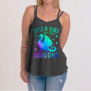 Cute Just A Girl Who Loves Dragons Tie Dye Women's Strappy Tank