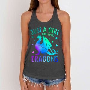 Cute Just A Girl Who Loves Dragons Tie Dye Women's Knotted Racerback Tank