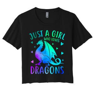 Cute Just A Girl Who Loves Dragons Tie Dye Women's Crop Top Tee