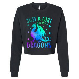 Cute Just A Girl Who Loves Dragons Tie Dye Cropped Pullover Crew