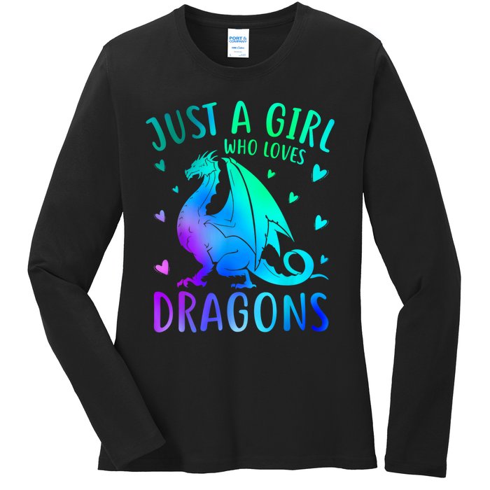 Cute Just A Girl Who Loves Dragons Tie Dye Ladies Long Sleeve Shirt