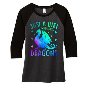 Cute Just A Girl Who Loves Dragons Tie Dye Women's Tri-Blend 3/4-Sleeve Raglan Shirt