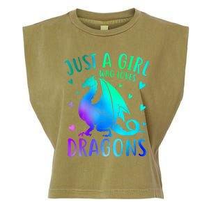 Cute Just A Girl Who Loves Dragons Tie Dye Garment-Dyed Women's Muscle Tee