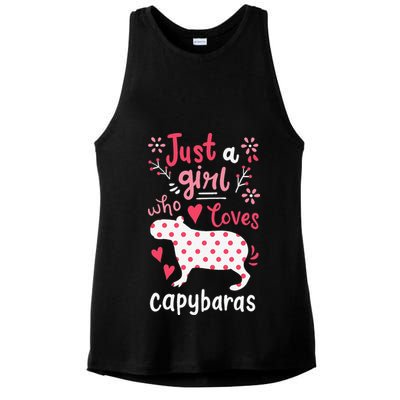 Capybara Just A Who Loves Capybaras Flower Ladies PosiCharge Tri-Blend Wicking Tank