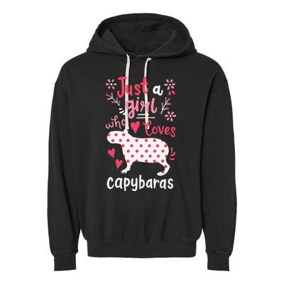 Capybara Just A Who Loves Capybaras Flower Garment-Dyed Fleece Hoodie