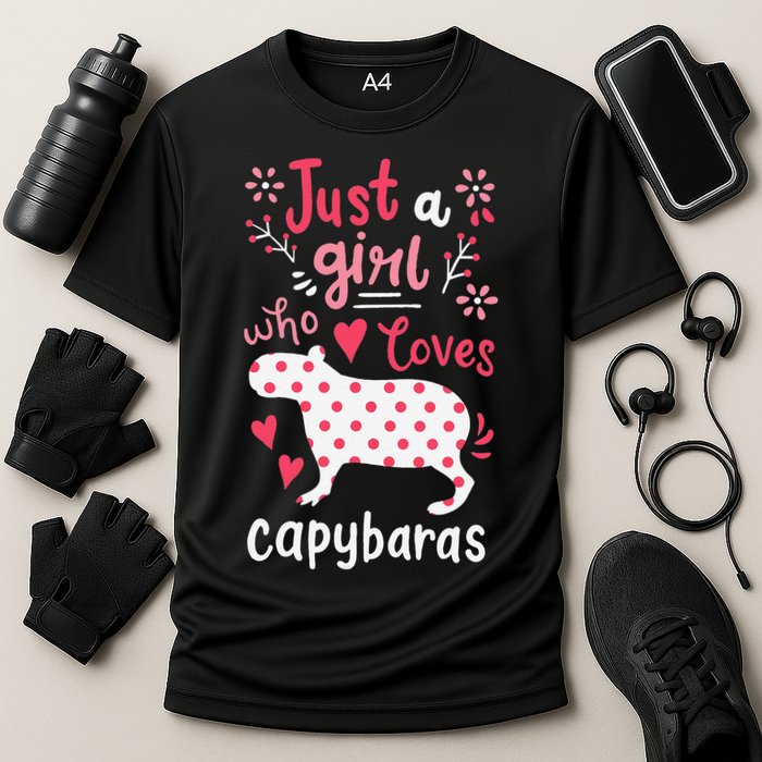 Capybara Just A Who Loves Capybaras Flower Performance Shirt