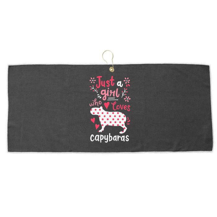 Capybara Just A Who Loves Capybaras Flower Large Microfiber Waffle Golf Towel