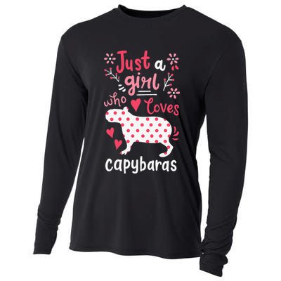 Capybara Just A Who Loves Capybaras Flower Cooling Performance Long Sleeve Crew