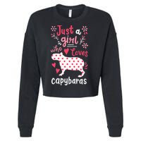 Capybara Just A Who Loves Capybaras Flower Cropped Pullover Crew