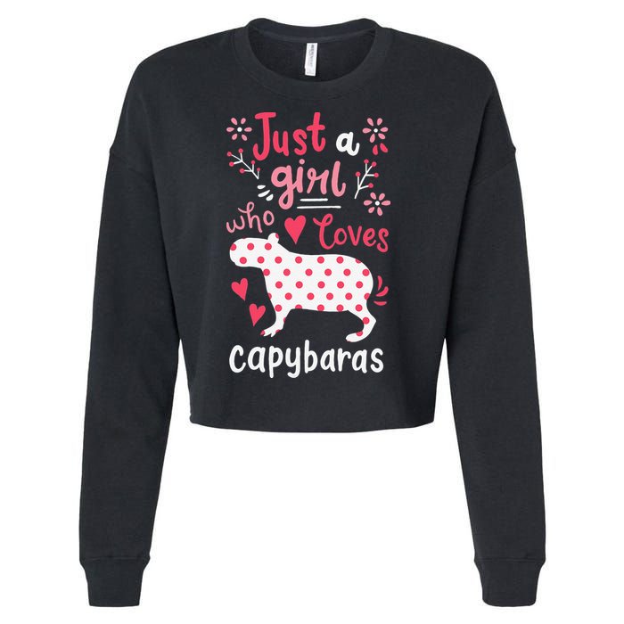 Capybara Just A Who Loves Capybaras Flower Cropped Pullover Crew