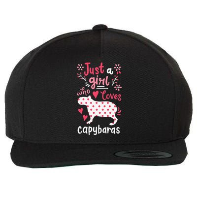 Capybara Just A Who Loves Capybaras Flower Wool Snapback Cap