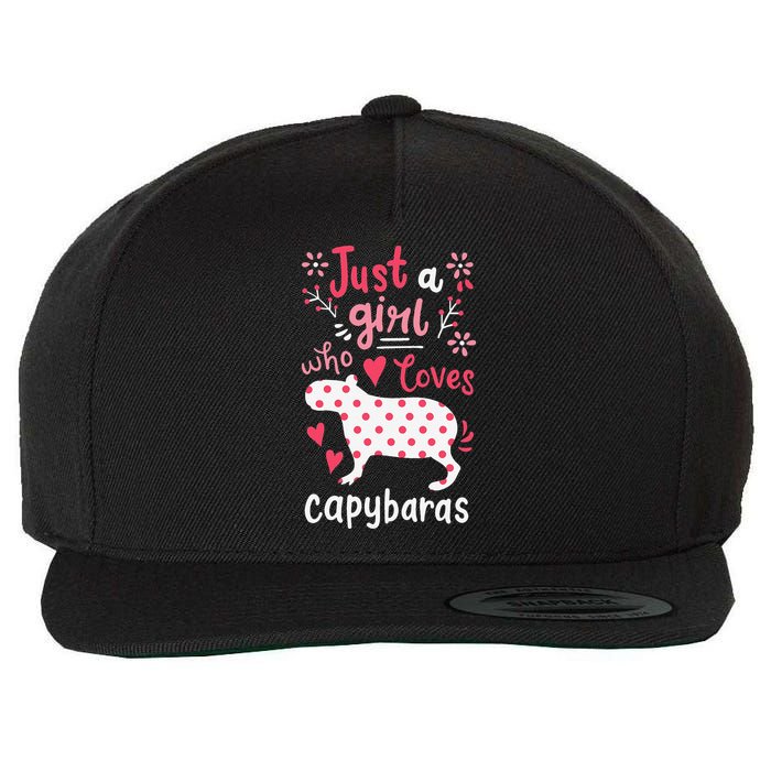 Capybara Just A Who Loves Capybaras Flower Wool Snapback Cap