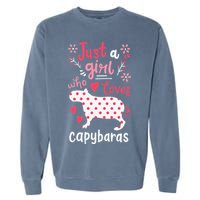 Capybara Just A Who Loves Capybaras Flower Garment-Dyed Sweatshirt