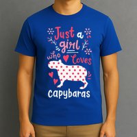 Capybara Just A Who Loves Capybaras Flower T-Shirt