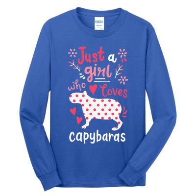 Capybara Just A Who Loves Capybaras Flower Tall Long Sleeve T-Shirt